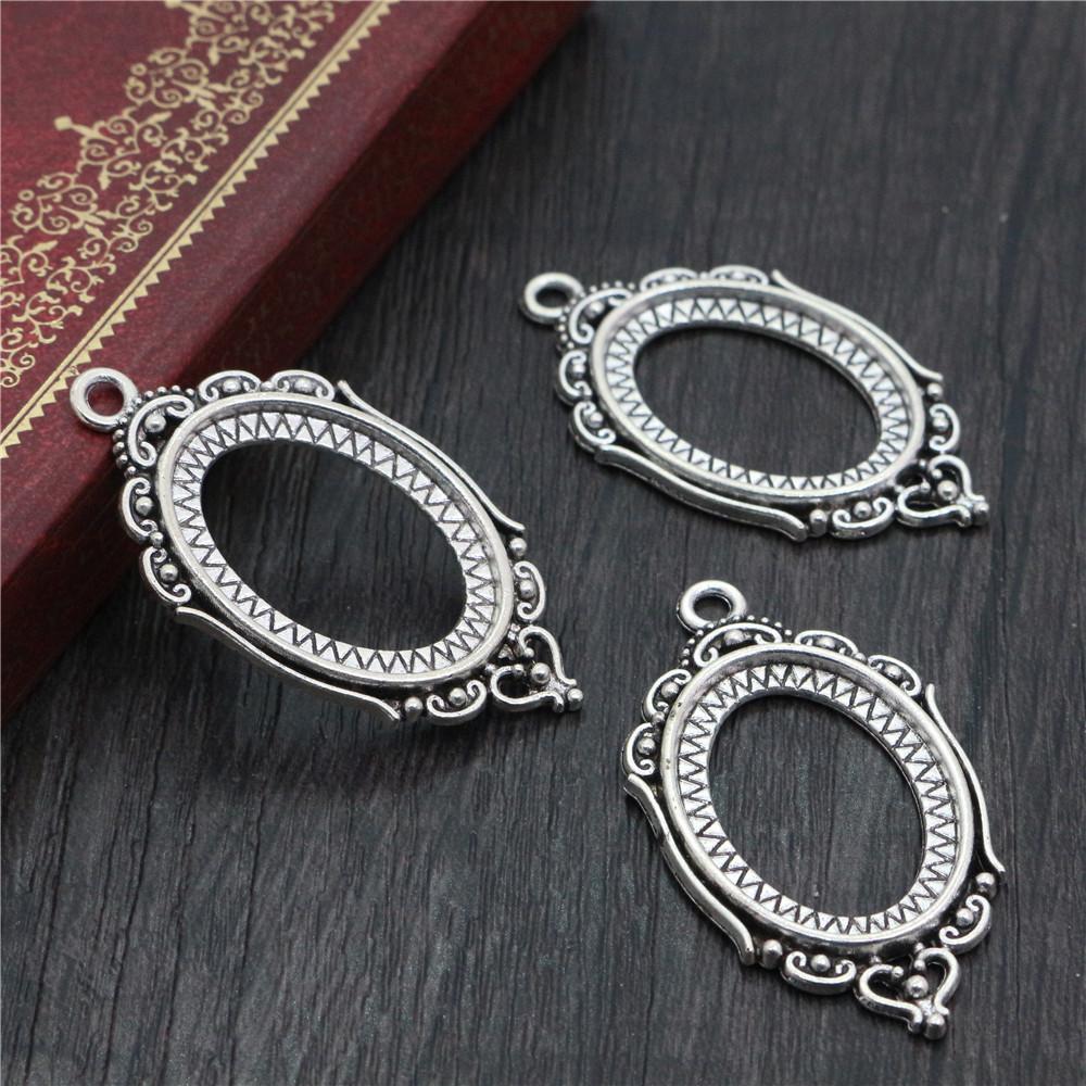 

10pcs 18x25mm Inner Size 6 Colors Hollowing Vintage Style Cameo Base Setting Pendant necklace findings античный серебряного