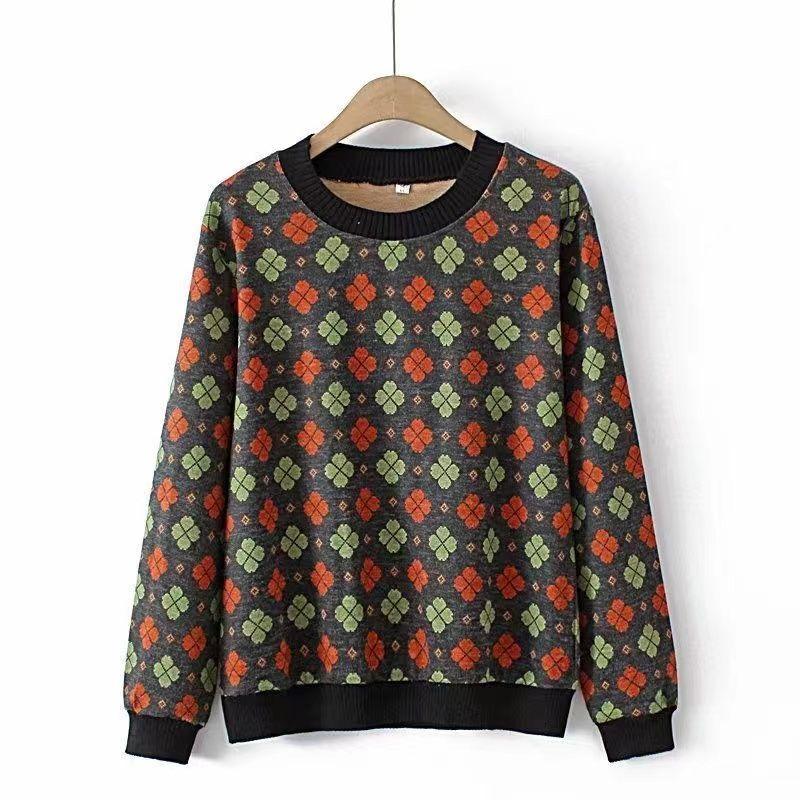 Sweatshirt for Women Cotton Oversize Fleece Thickened Loose Round Neck Casual Pullover Long Sleeve Top Sweatshirt