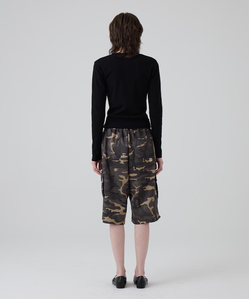 DANGLEDROP Dgdp Bermuda Camo Point Cargo Sweat Shorts_Khaki