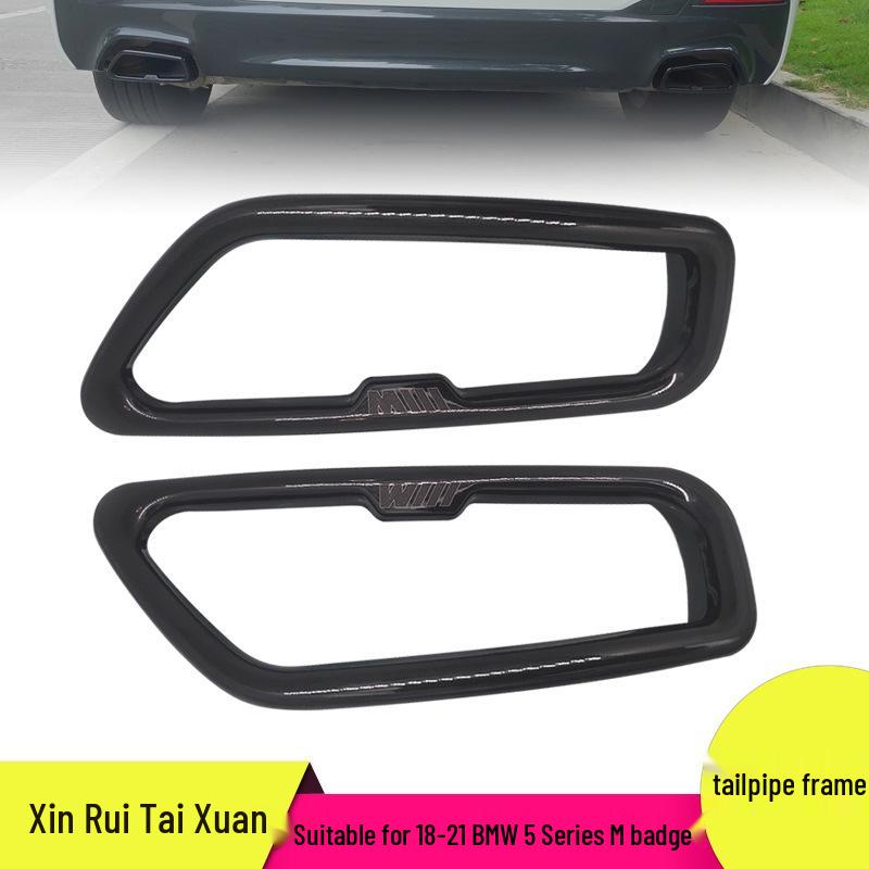 

BMW 5 Series (2018-2021) Black Stainless Steel Exhaust Cover with Logo Exhaust Frame 30-4 чёрный