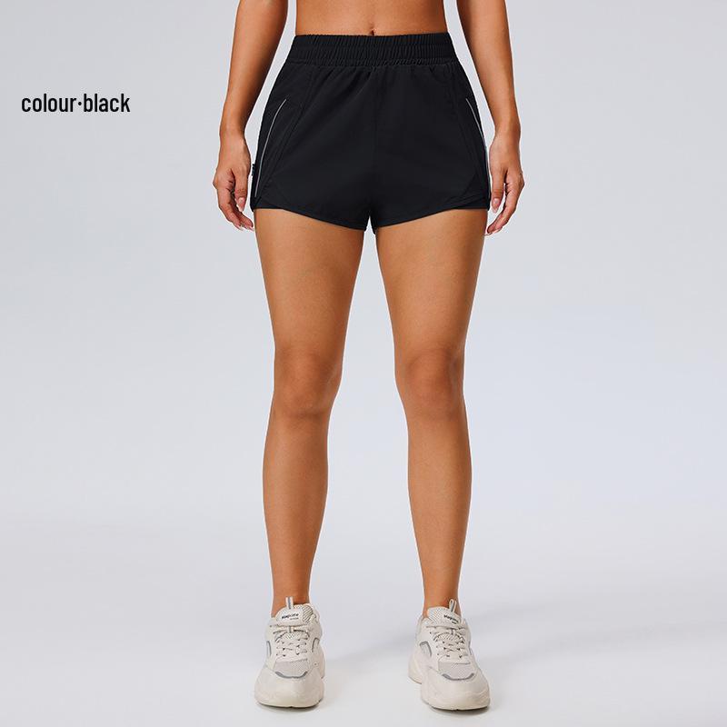 Women's Quick-Dry Three-Quarter Running Shorts with Inner Lining and Double Layer for Fitness