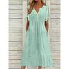 European American Style Fashion Lace Ruffle V Neck Cutout Design Dress for Women