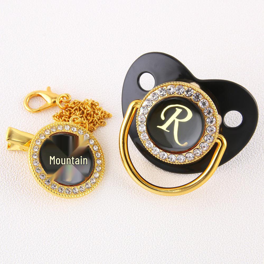 Cross-Border Baby Black 26-Letter Soothing Pacifier