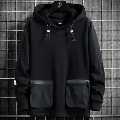 Spring Autumn Multi-Pockets Oversized Hoodie Men Streetwear Adjustable Hooded Hip Hop Sweatshirts Male Pullover Tops Clothes