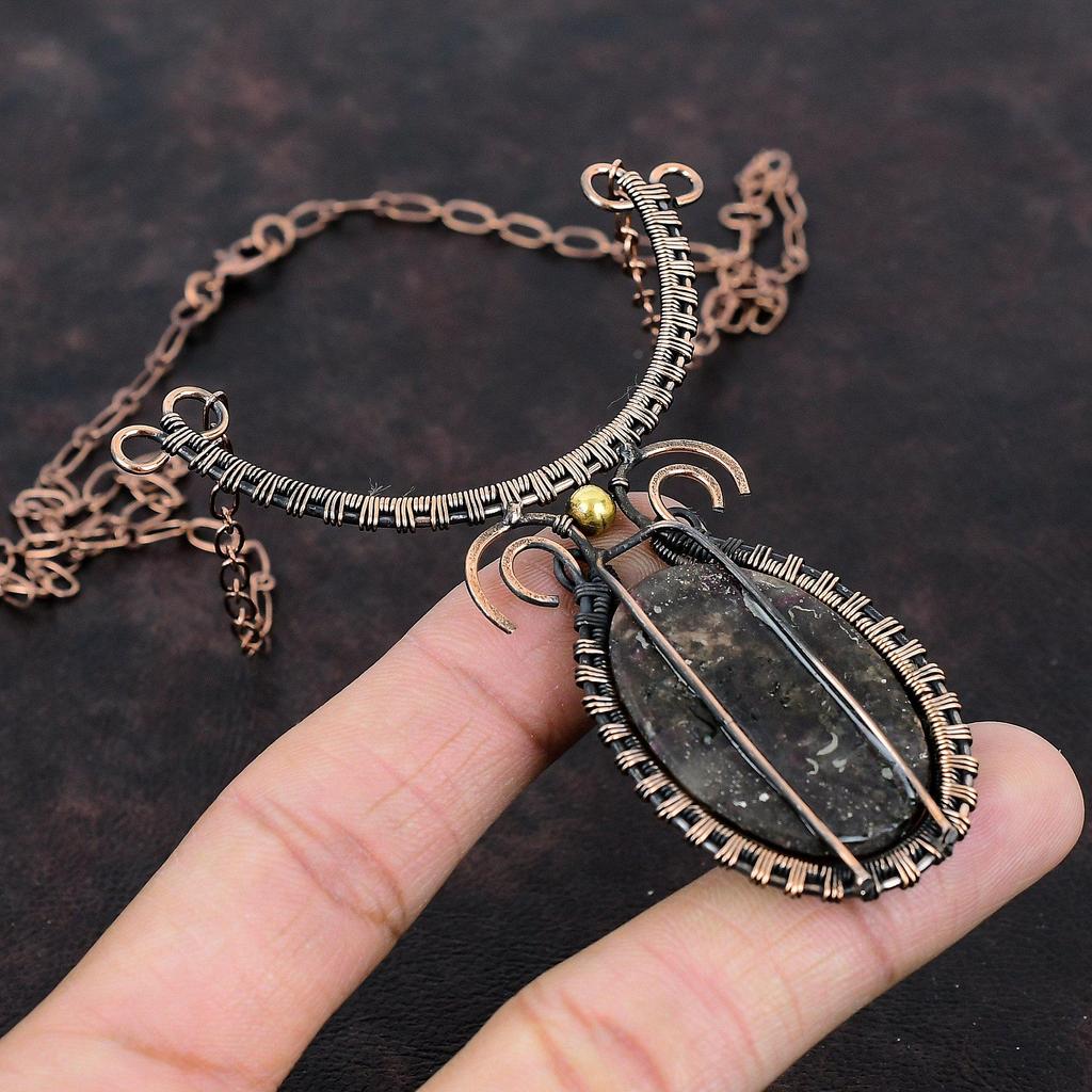 Pink Tourmaline Necklace Copper Wire Wrapped Necklace Natural Gemstone Jewelry Adjustable Necklace Handmade Necklace Copper Jewelry For Gift