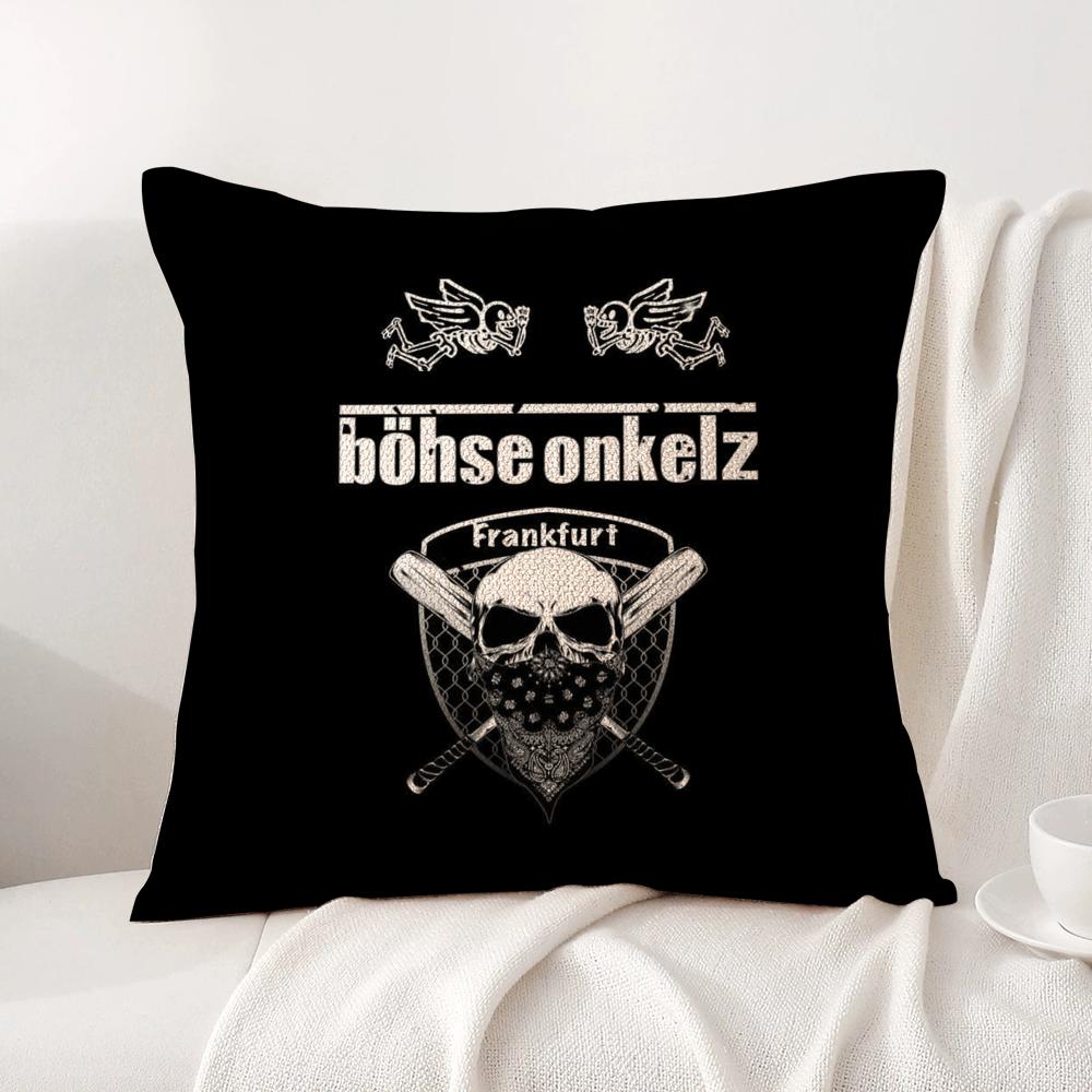 B-Bohse O-Onkelz Cushion Cover Summer Coolness Linen Fabric Double-Sided Printing Pillow Case Sofa Home Decor Gift