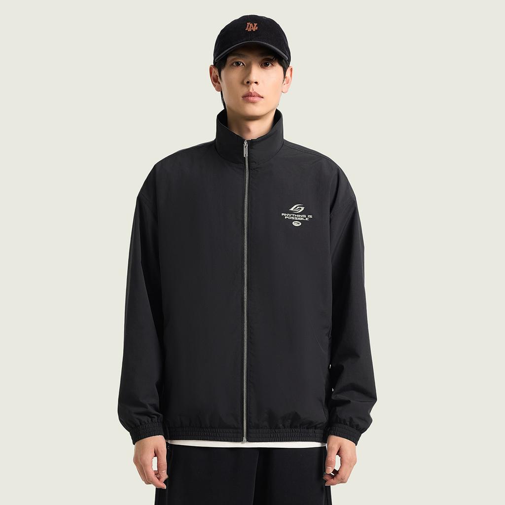 Li Ning Sport Lifestyle Serie Amerikanischer Retro Lässige Mode Vielseitig Einfarbig Locker Stehkragen Partnerjacke Unisex Jacke AJDW095-1