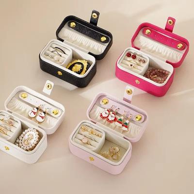 Squisita Scatola Portagioie in Ecopelle Semplice per Anelli Collane Orecchini Stile Minimalista Scatola Portaoggetti Portatile per Viaggi Quotidiani