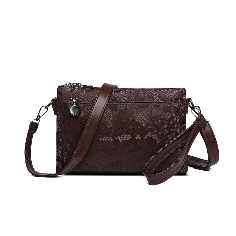 Snake pattern multi-compartment simple shoulder messenger bag