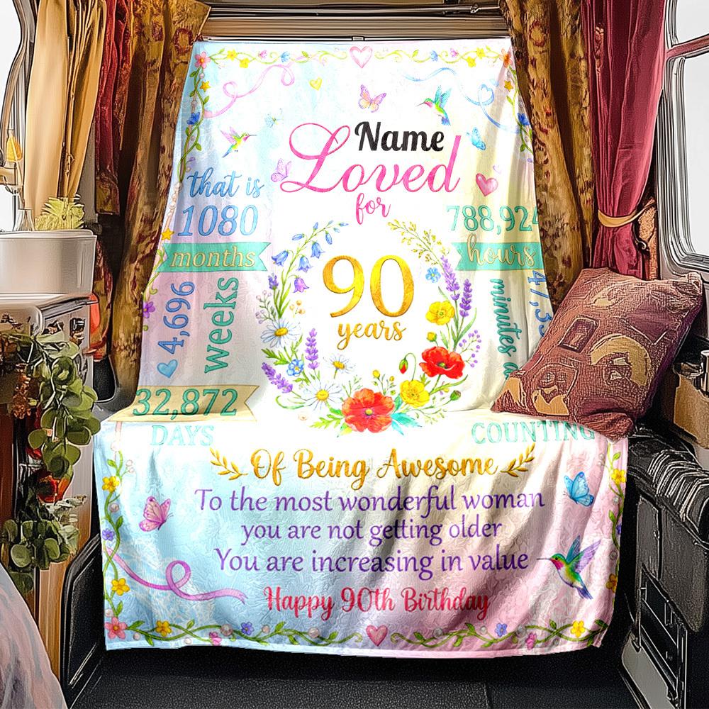 90Th Birthday Celebration Personalized Name Blankets Soft And Comfortable Against The Skin Naps And The Office A Wonderful Gift For Friends Family And