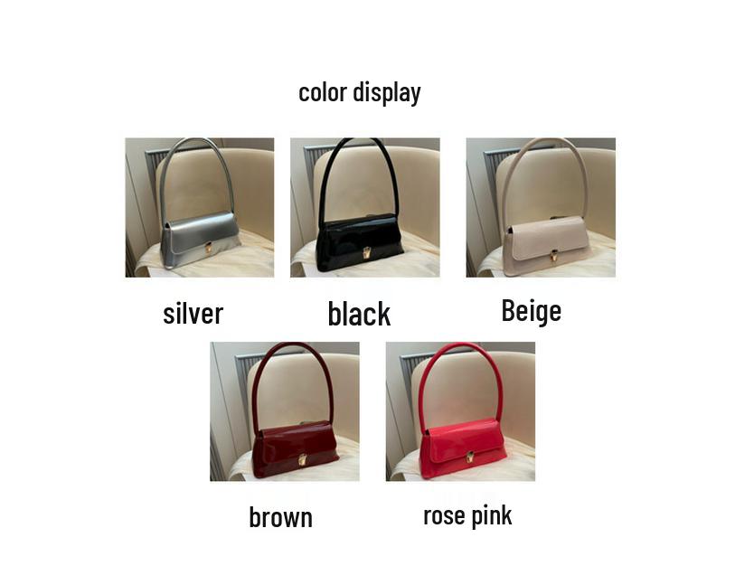 2024 Summer Women's Retro French Texture Shiny Shoulder Bag