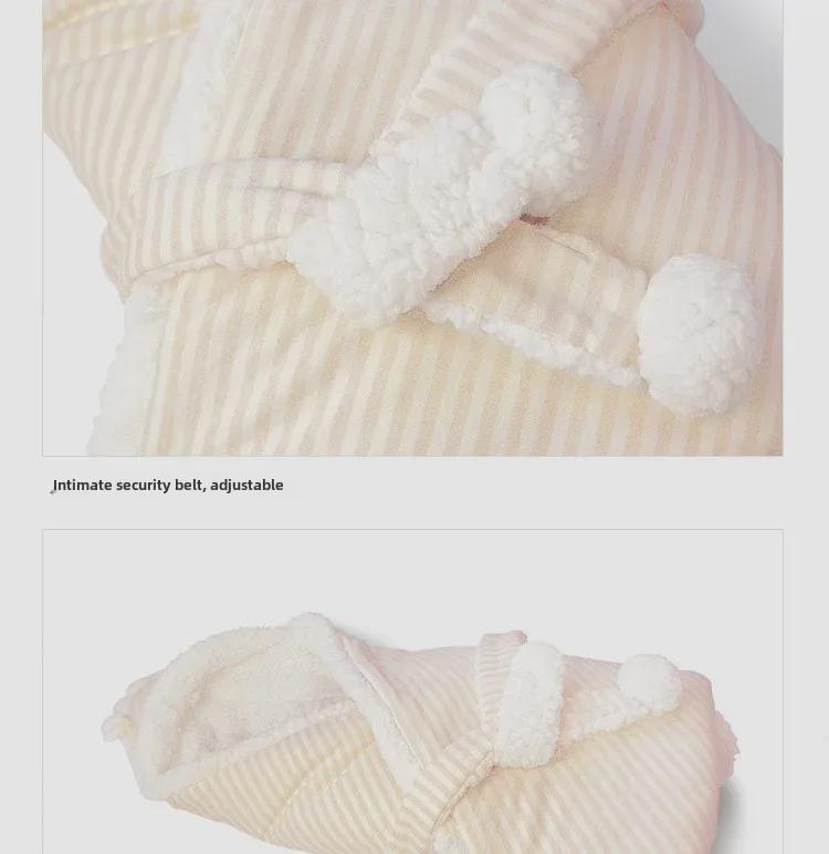 Newborn Baby Thickened Cotton Blanket with Velvet for Autumn & Winter