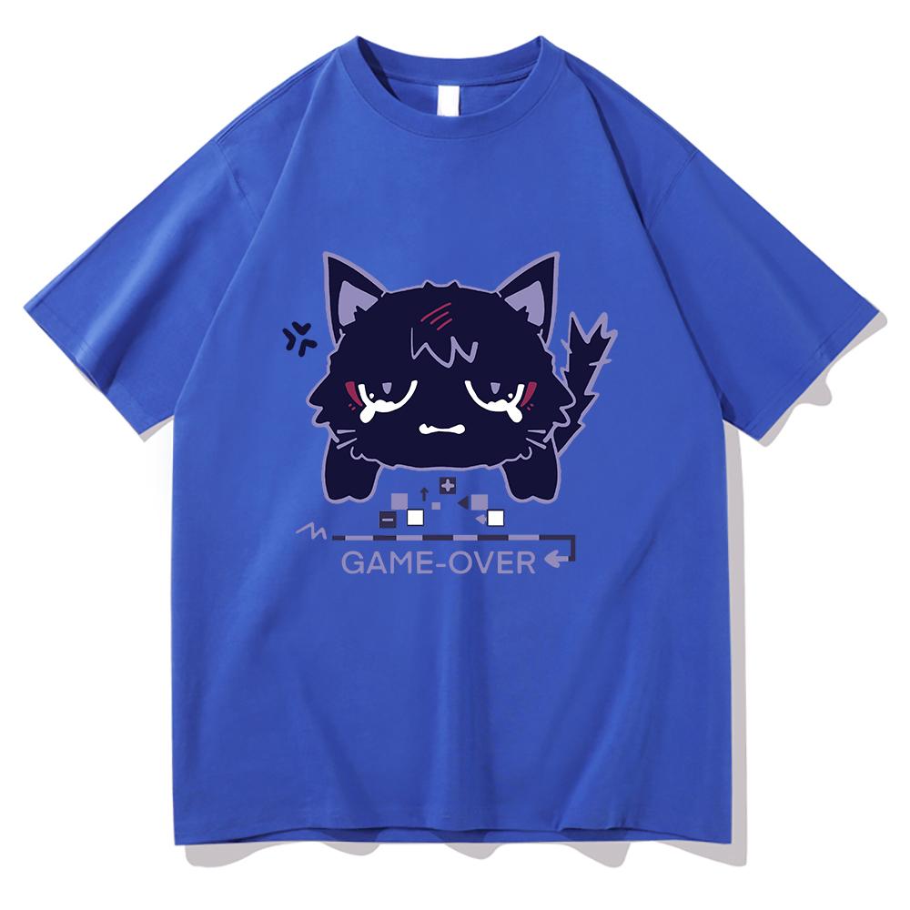 Genshin Impact Scaramouche Cat T Shirt Cute Fashion Men Aesthetic Graphic Wanderer Tshirt Unisex High Quality Cotton Tees Korea