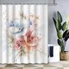 1pc Vintage Watercolor Beautiful Floral and Plant Shower Curtain, Polyester Fabric, Machine Washable, Suitable for Bathroom