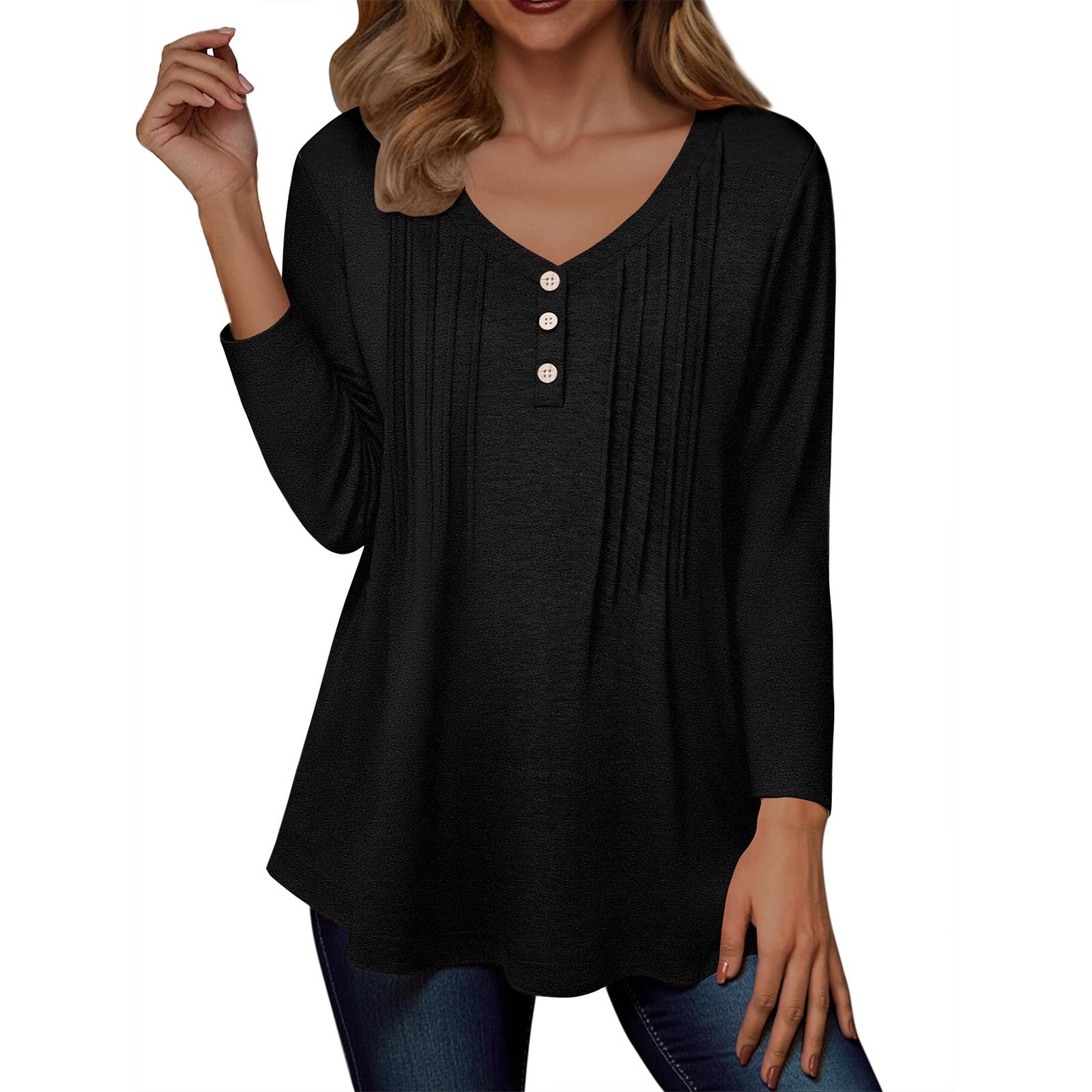 

Женские блузки Повседневные топы Модный топ с длинным рукавом S чёрный