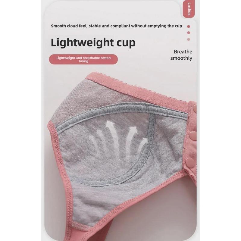 Soft Cotton Front Buckle Bra for Middle-Aged Elderly Women No Steel Ring Large Size Printed Thin Vest Design