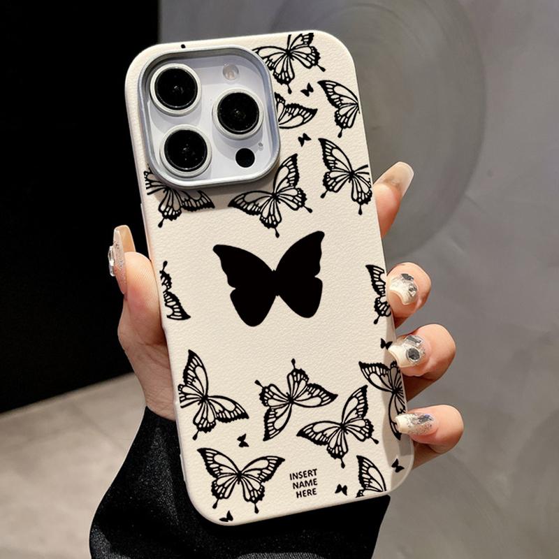 Leather Texture Silicone Case For iPhone 16 16e 15 Pro Max 14 13 12 11 ShockProof Butterfly Magnetic Soft Case Cover