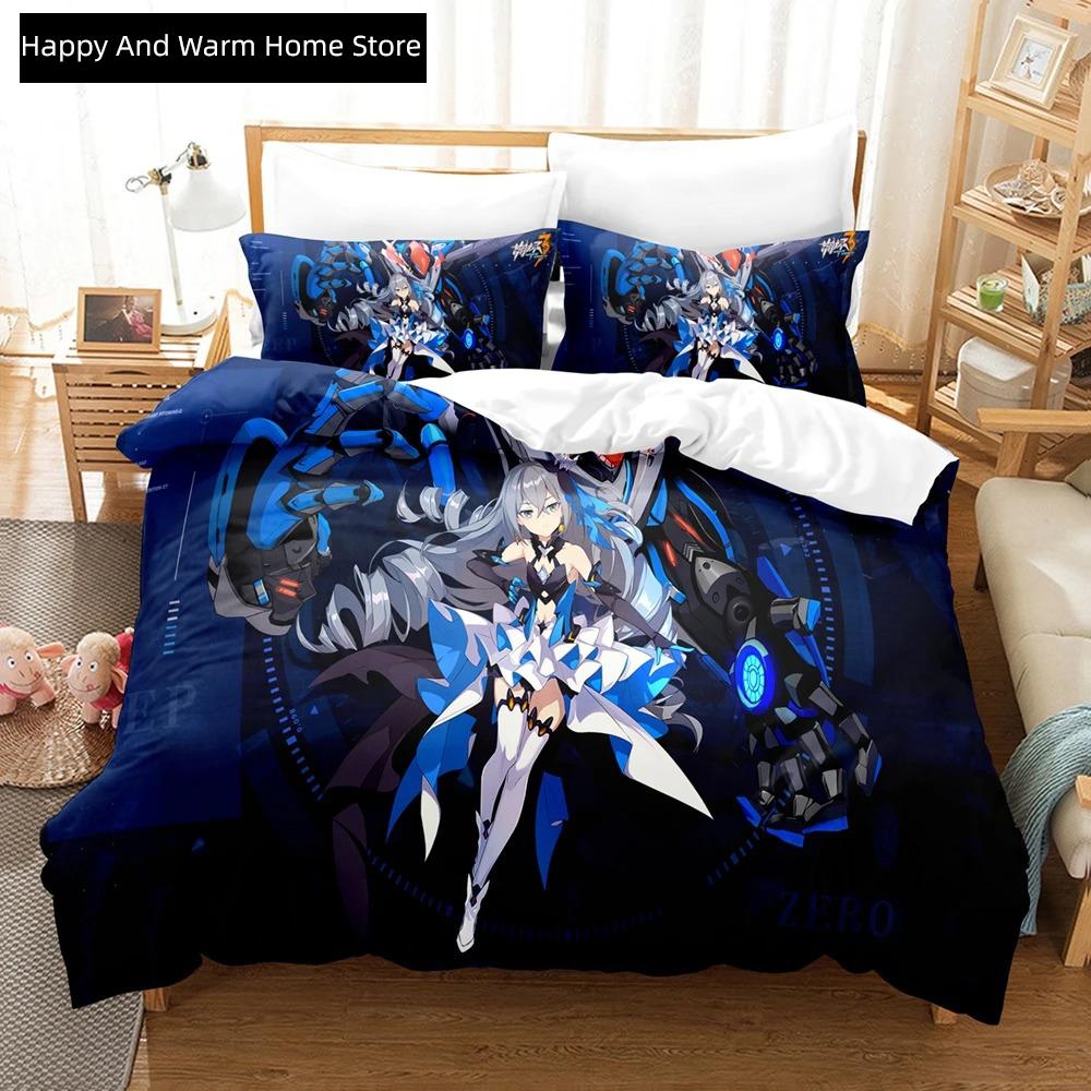 

3D Anime Honkai Impact 3rd Beding Set Printed Decorative 2_3pcs Soft Duvet Cover Set Bedclothes Comfortable Quilt Cover Home For Home Textiles 100*200cm Single