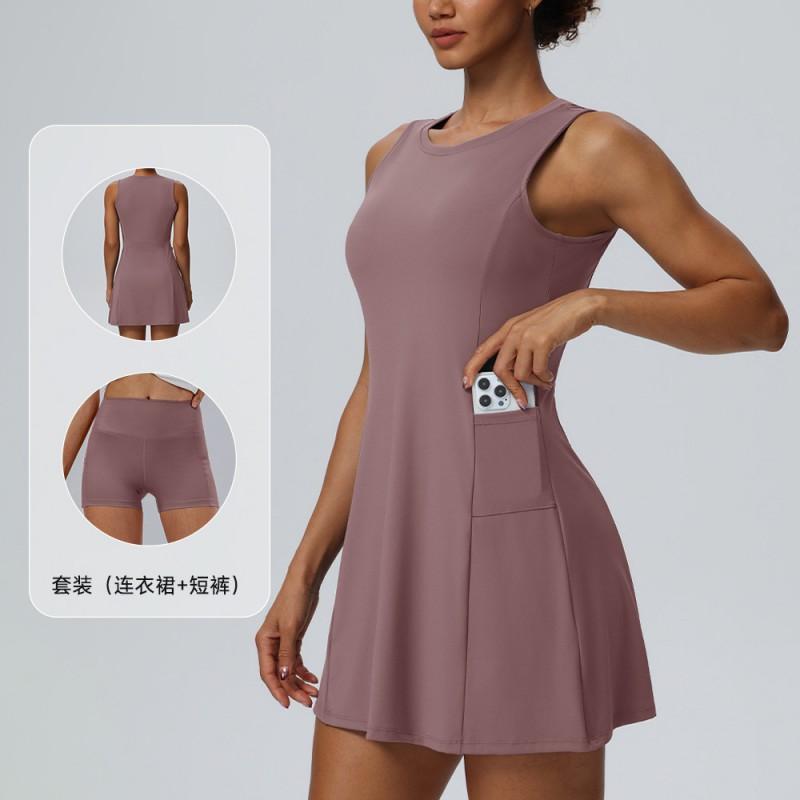 Womens Tennis Skort Set With Built-in Shorts Athletic Dress Golf Running Yoga Summer Sportswear