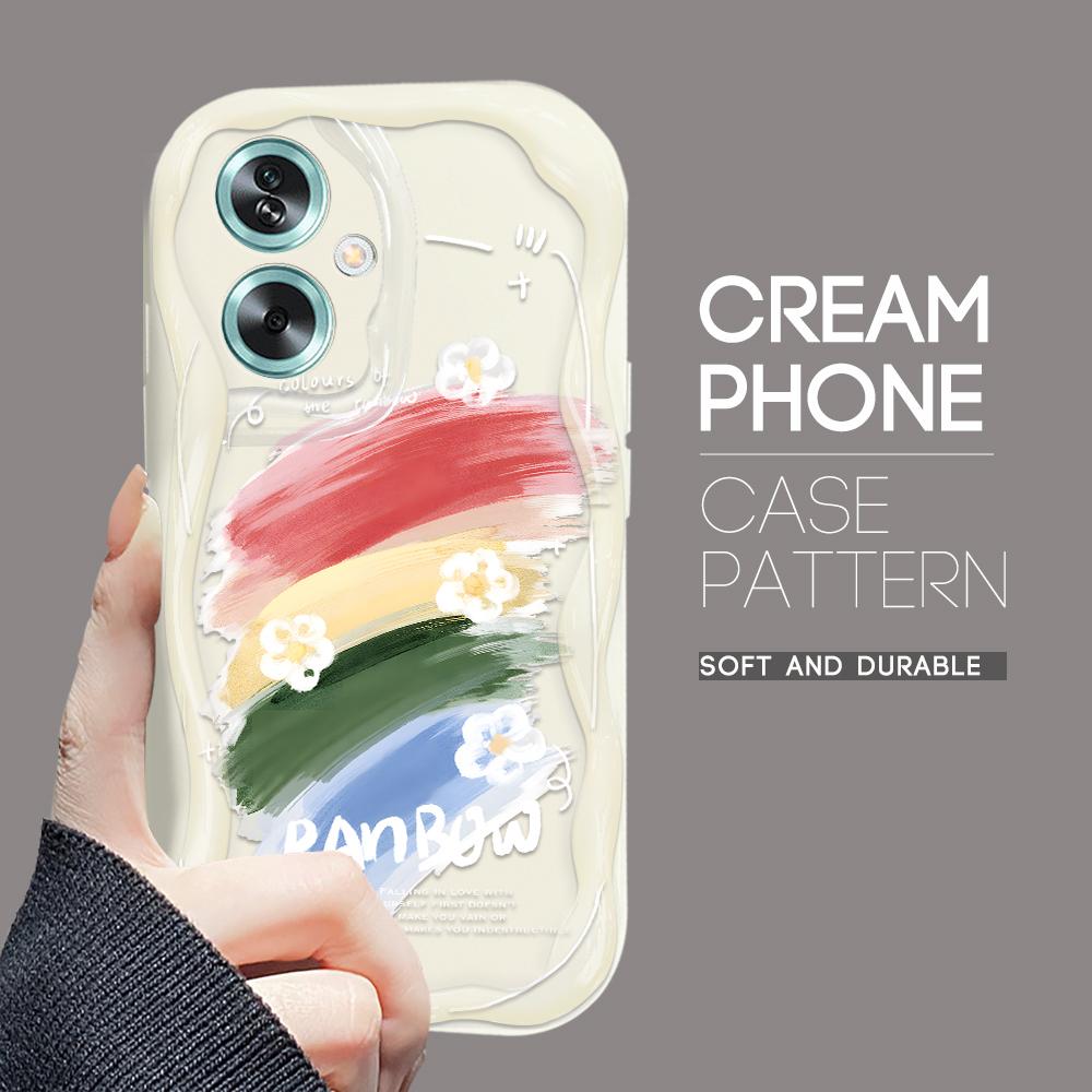 Cute Cartoon Pattern Cream Texture Casing Wavy Edge Soft Silicone Cover Phone Case for OPPO Reno Realme
