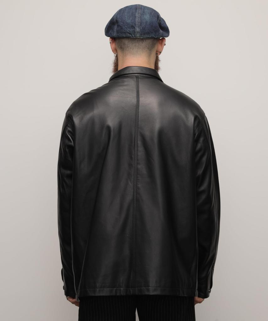 Schott LAMB LEATHER COVERALL JACKET, Men's, Size 2XL, Black, 010, 782-5950012