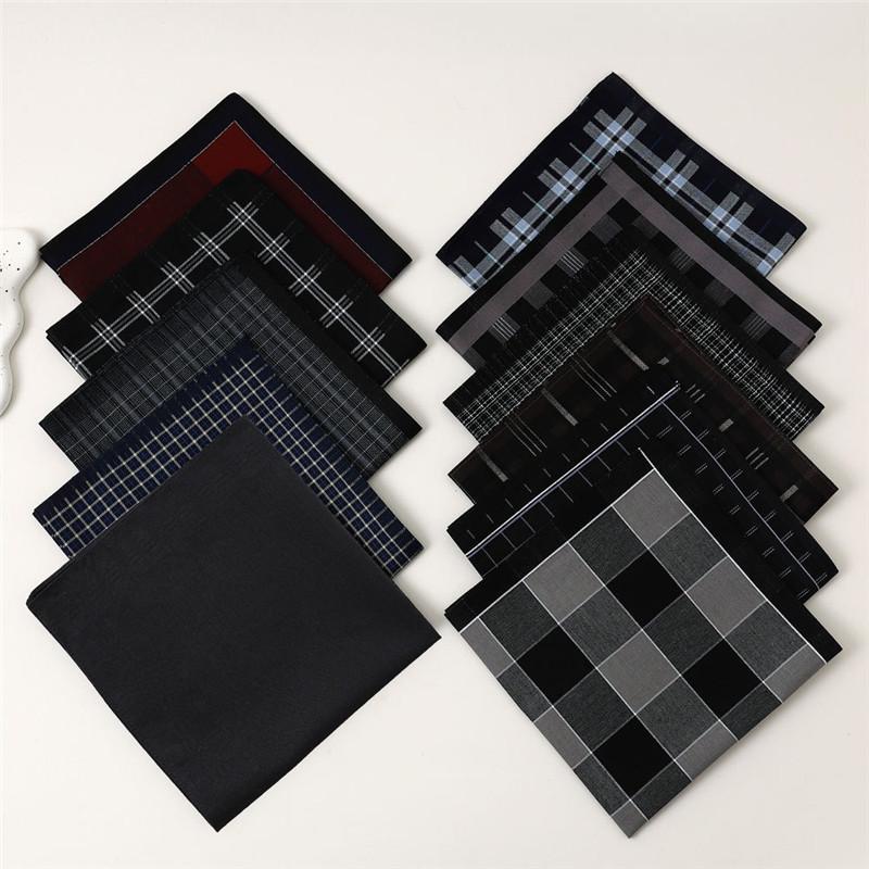 

6 шт. 43x43 см Квадратные 100% Хлопок Темного Цвета Полосатые Клетчатые Мужские Карманные Платки Свадебный Подарок Деловые Носовые Платки