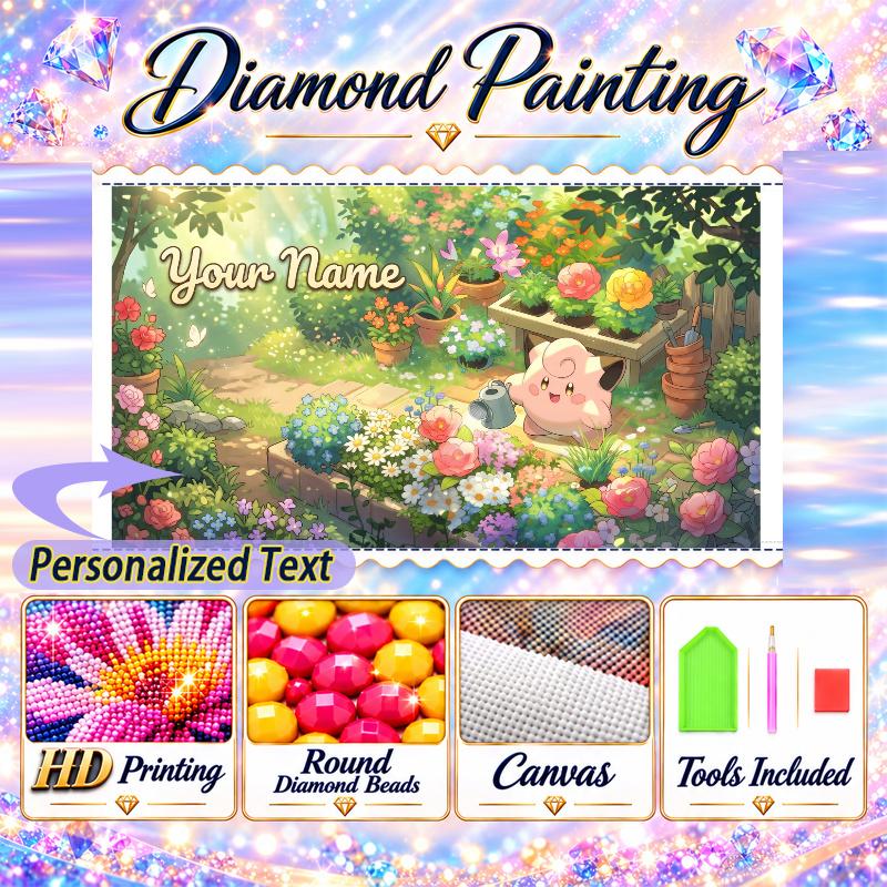 Personalized Jigglypuff Diamond Art Custom Name 5D Diamond Painting Full Drill DIY Craft
