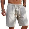 Men Drawstring Waist Casual Linen Shorts with Pockets Relaxed Fit Lightweight Breathable Summer Shorts for Daily Wear