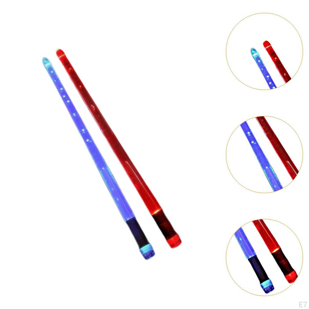 2 Pieces Lights Up Drum Sticks Glow Tip Drumsticks Lightweight Cool Percussion