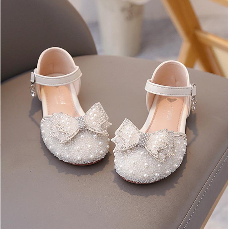 Girls' Half Sandals Summer Korean Version Soft Soled Children's Leather Shoes, Mid Size Children's Crystal Shoes, Baby Princess Shoes