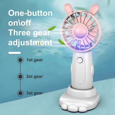 Přenosný ruční ventilátor s lehkým 3 rychlostním napájením z baterie USB dobíjecí Kreslený design Cestovní kapesní mini ventilátor Osobní klimatizace