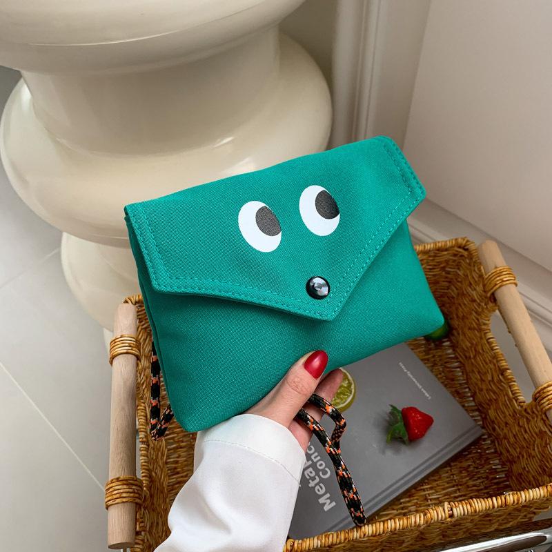 Cartoon Small Bag 2025 New Mori Soft Girl Cute Big Eyes Funny Shoulder Crossbody Canvas Small Square Bag Tide