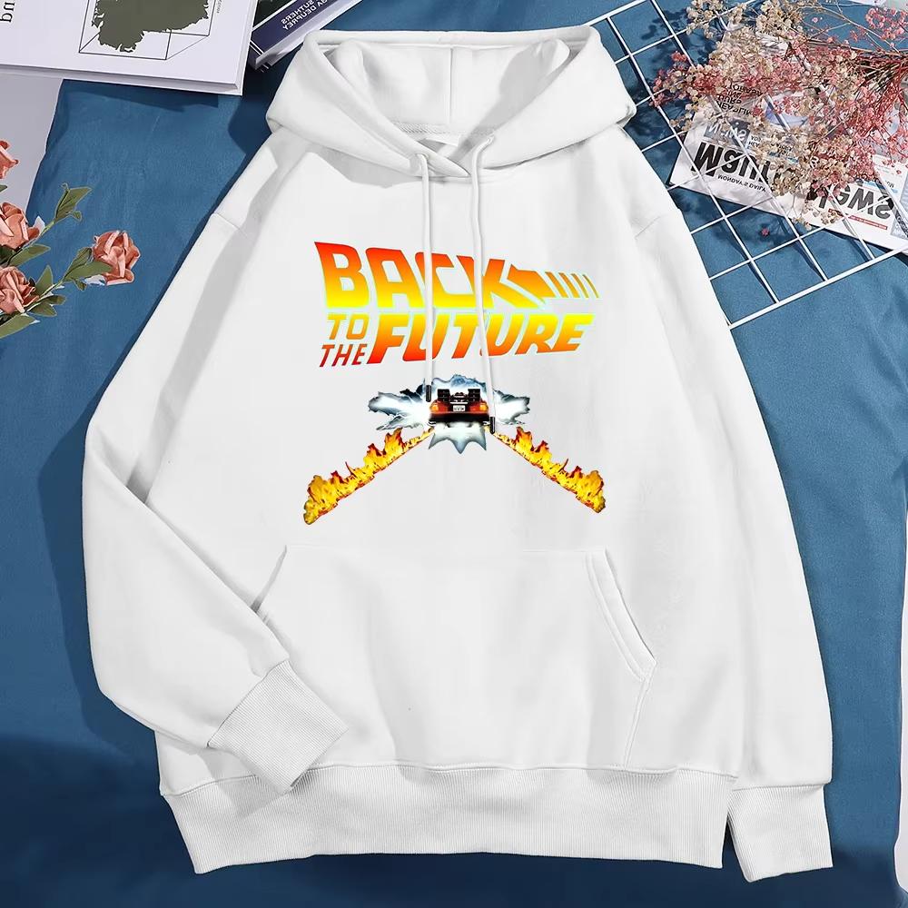 New Back To The Future Graphic Print Pullover Hoodies Unisex Men Women Harajuku Streetwear Long Sleeve Sweatshirt Loose Fit Casual Fashion Daily Tops