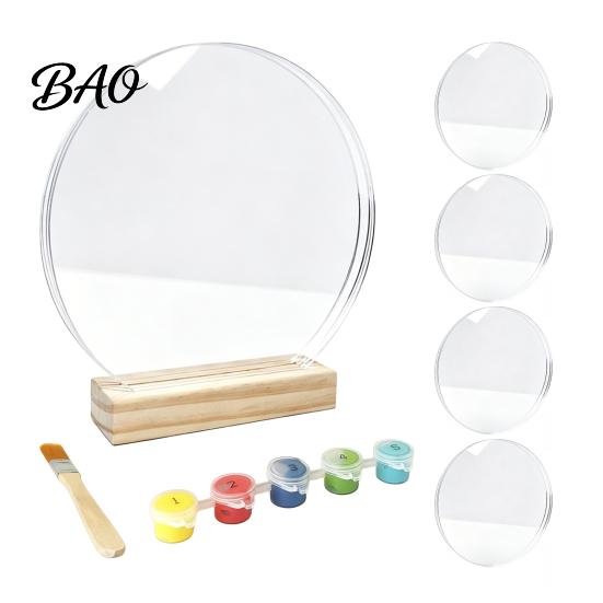 Durable Wood Base Display DIY Handprint Kit, Transparent Acrylic Panel And Art Preschool Classroom Supplies Project, Handmade Memory Keepsake