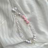 Bowknot Phone Lanyard Short Female Cute Peach Heart Colored Beaded Phone Shell Pendant Accessories Package Decoration