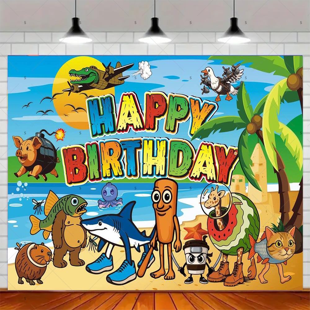 Tung Tung Tung Sahur Tralalo Italian Brainrot Birthday Party Background Decoration Supplies  Photography Decor Backdrop Kid Gift336