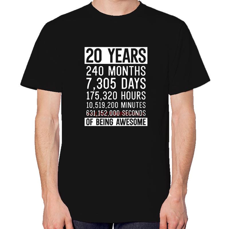 Unisex 20th Birthday Graphic Tshirt Fashion Summer Cotton Print Top For Unisex And Unisex