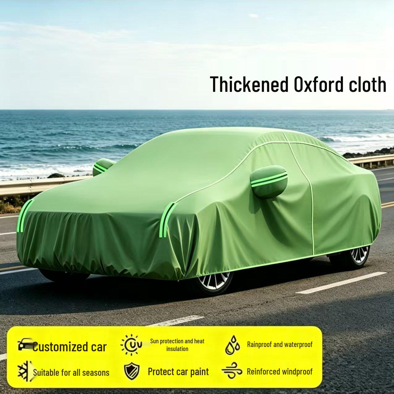 Cross-Border Dustproof Rainproof Heat Insulating Car Cover - Oxford Cloth, Frost & Snow Protection, Full Coverage Oxford Cloth Green