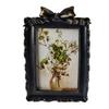 Decorative Tabletop Photo Frame with Antique Bowknot Detail, Resin Portrait Frame for Shelf Styling and Home Accent