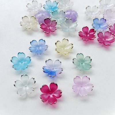 25 Stycken 19mm slumpmässigt Blandade vackra oregelbundna gradient fembladiga blomsterpärlor diy smycken hårarmband dekorativa tillbehör