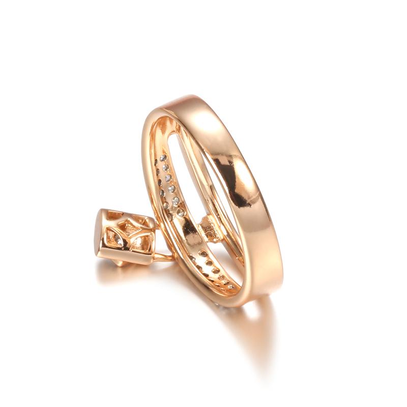 Luxus Rose Gold Schlossring Braut Hochzeit Feiner Schmuck Mikroeinlagen Bedeckt Natürlicher Zirkon Damen Ring Zubehör