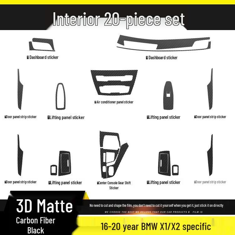 BMW X1/X2 Carbon Fiber Interior Anti-Kick Sticker (2016-2020) - Transparent TPU Console Protector