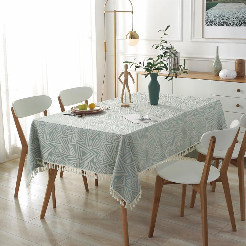 Jacquard Triangle Imitation Cotton And Linen Fringed Tablecloth, Rectangular Coffee Table Dining Table Cloth Cover Lace