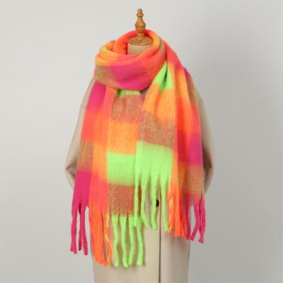 Sciarpa a quadri da donna in cashmere di lusso, scialle caldo invernale e fascia avvolgente, bandana, pashmina, lunga con nappe, foulard femminile, coperta spessa
