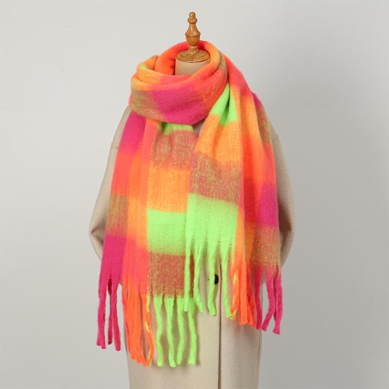 Luxury Cashmere Women Plaid Scarf Winter Warm Shawl And Wrap Bandana Pashmina Long Tassel Female Foulard Thick Blanket