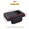 Multifunctional Car Armrest Box Booster Pad, High-Quality Pu Leather, with Double Cup Holder, Side Storage Bag, Mobile Phone Storage, Essent