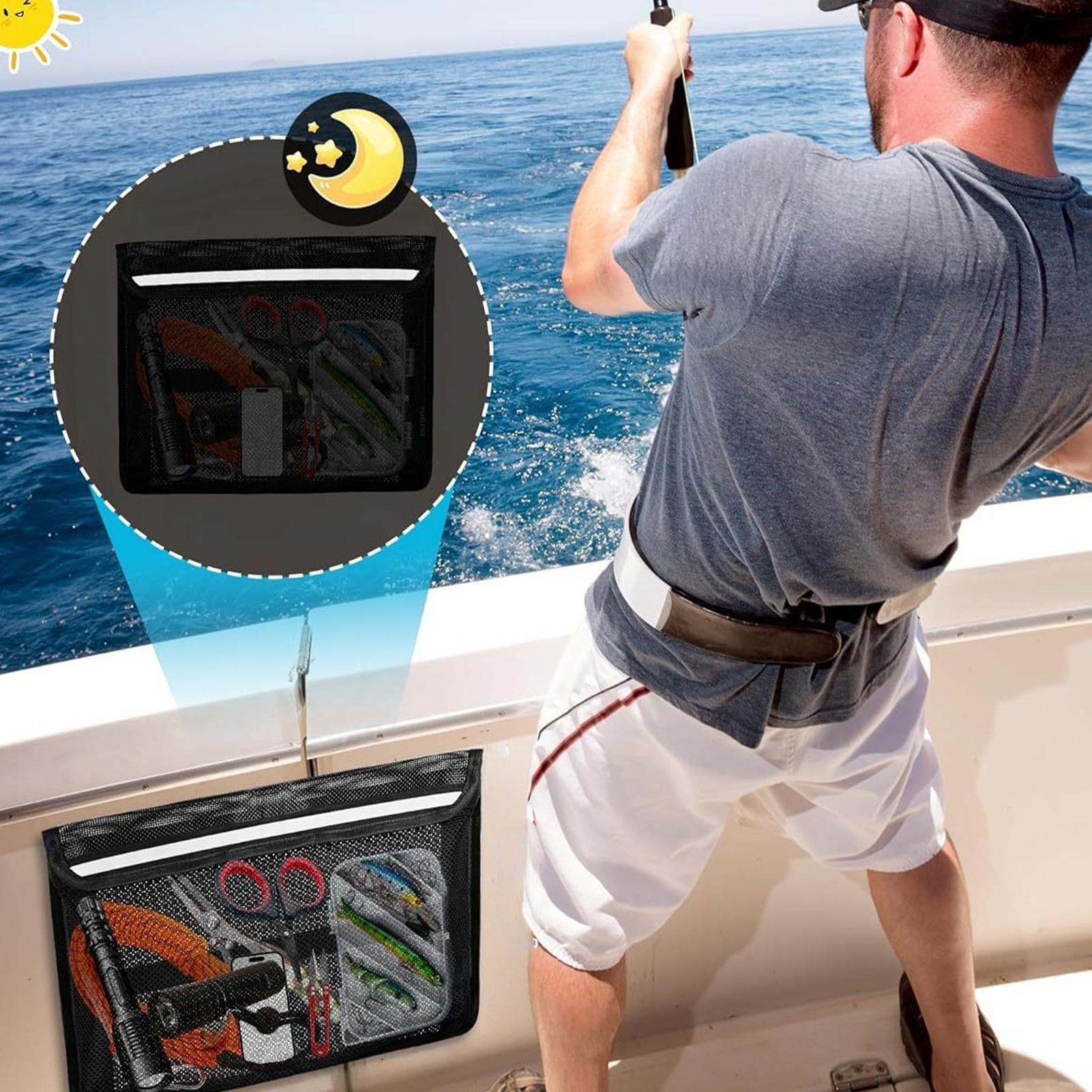 Reflective Marine Mesh Tackle Bag Boat Storage Bag No-Drilling Boat Organizer Accessory for Tool Key Flashlight Life Jacket China Mainland