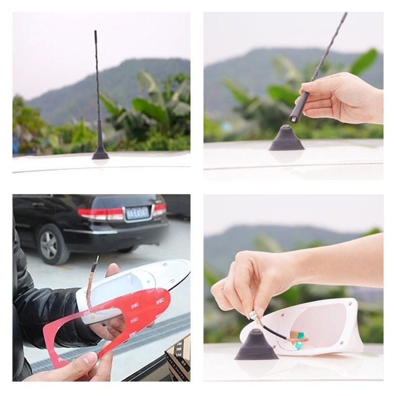 New Universal Carbon Fiber Look Car Roof Top Mount Shark Fin Aerial Antenna Toppers Auto Radio AM FM Antenna Signal Amplifie