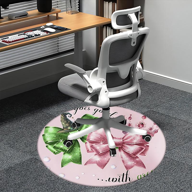 

Green Bow,Pink Crown Chair mat Round Rug Office carpet, Non slip, Suitable for Living Rooms, Bedrooms,Decor1205931a 80cm by 80cm