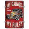 Retro Hot Rod Garage Metal Tin Sign Vintage Style Wall Door Decor for Man Cave Home Workshop